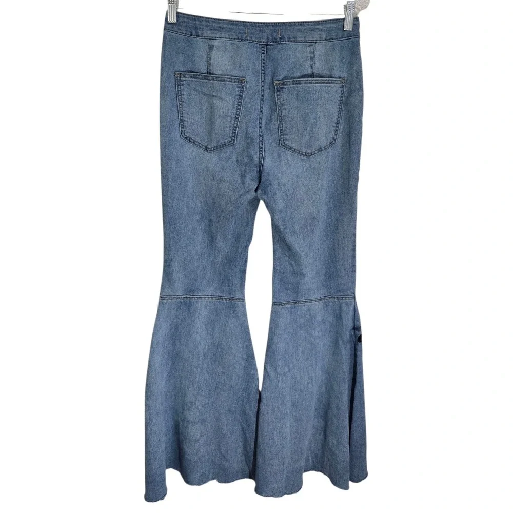 Free People Just Float On‎ Flare Jeans Light Wash Blue High Rise Bell Bottom 26